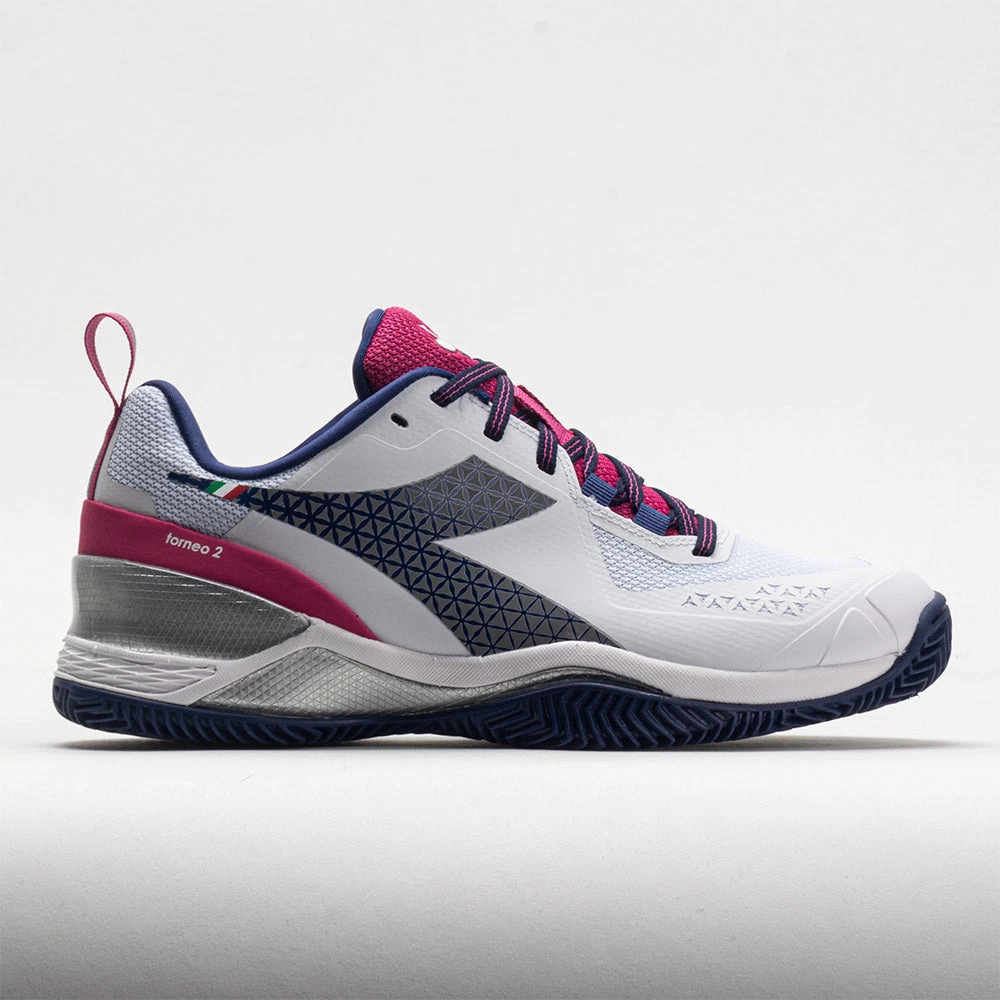 Diadora Blushield Torneo 2 Clay Women's White/Blueprint/Pink Yarrow 3 Diadora Blushield Torneo 2 Clay Women's White/Blueprint/Pink Yarrow