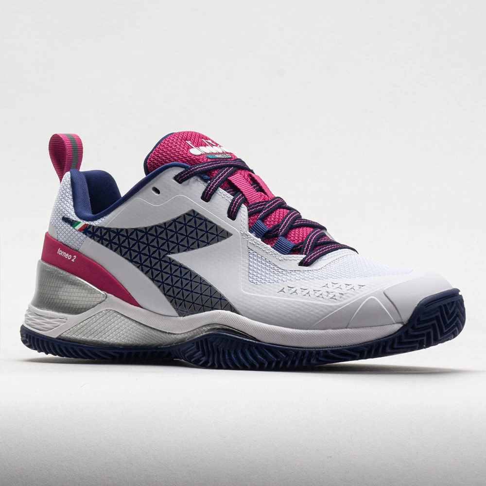 Diadora Blushield Torneo 2 Clay Women's White/Blueprint/Pink Yarrow 7 Diadora Blushield Torneo 2 Clay Women's White/Blueprint/Pink Yarrow - Image 5