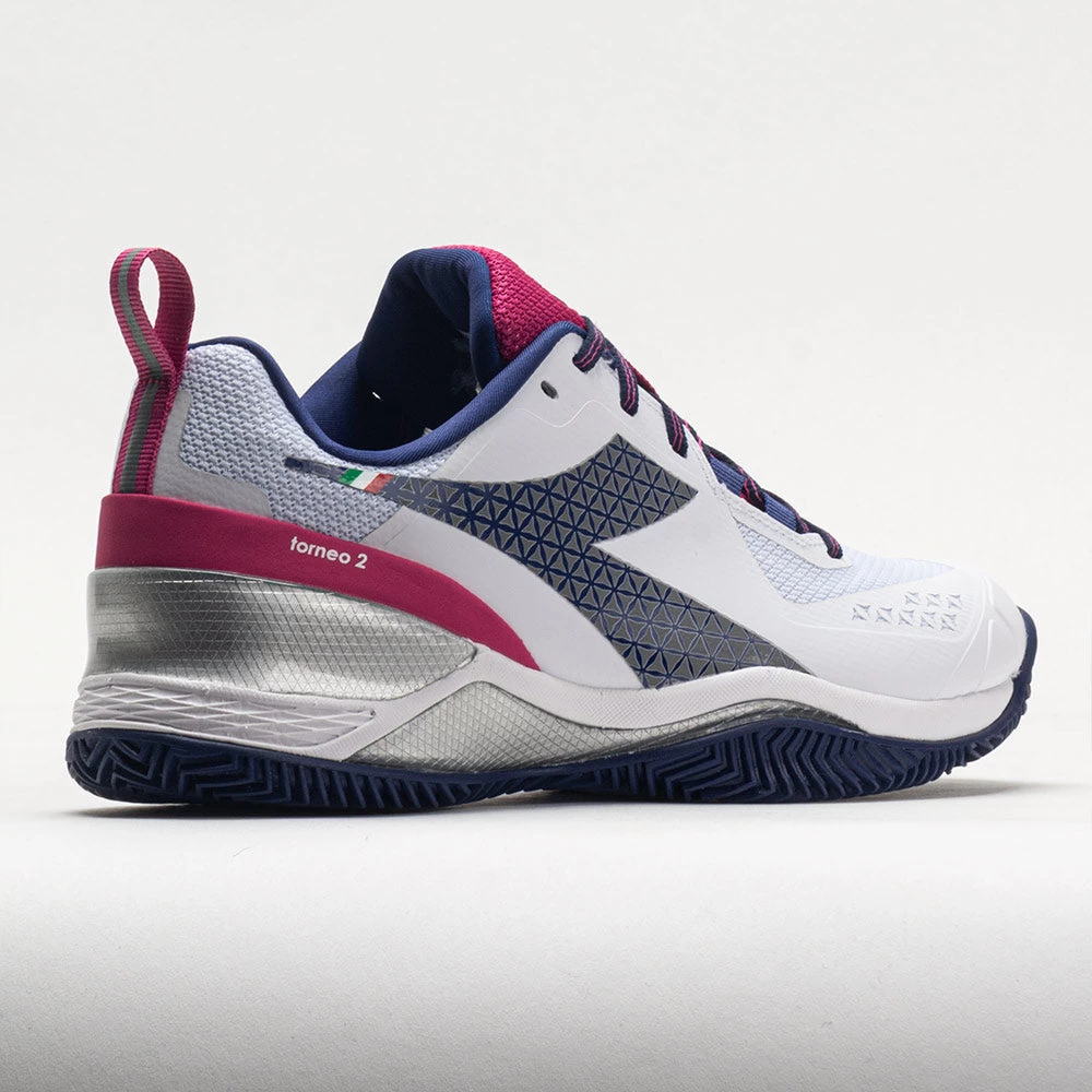 Diadora Blushield Torneo 2 Clay Women's White/Blueprint/Pink Yarrow 8 Diadora Blushield Torneo 2 Clay Women's White/Blueprint/Pink Yarrow - Image 6